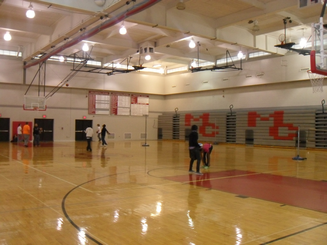 high school gym with students